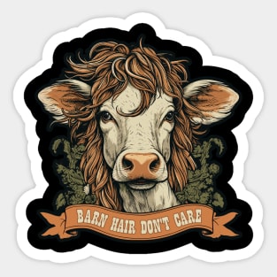 Barn Hair Don't Care Funny Cow Sticker